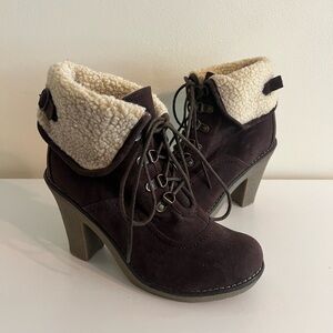 Jellypop Suede Lace Ankle Booties with Heel